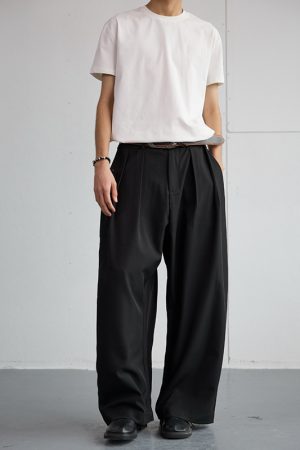 Korean Style High-End Loose Drape Suit Pants for Men - Versatile Wide-Leg Trousers for Casual Spring Fashion
