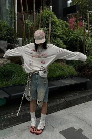 Korean Style Kitty Cat Print Casual Loose Long Sleeve Cotton Shirt for Women - Versatile Everyday Top