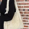 Korean-Style Lace Flower Canvas Tote Bag for Women, 2025 Large Capacity Shoulder Bag for Commuting and Everyday Use
