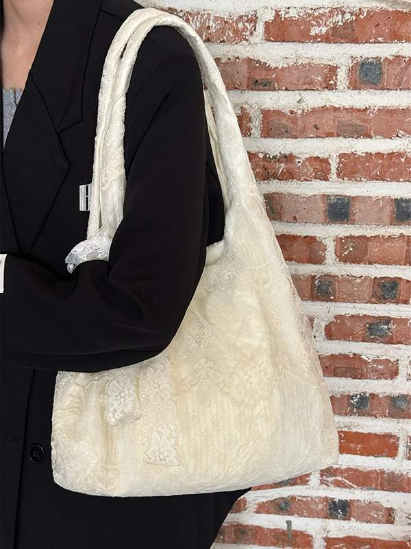 Korean-Style Lace Flower Canvas Tote Bag for Women, 2025 Large Capacity Shoulder Bag for Commuting and Everyday Use Korean-Style Lace Flower Canvas Tote Bag for Women, 2025 Large Capacity Shoulder Bag for Commuting and Everyday Use