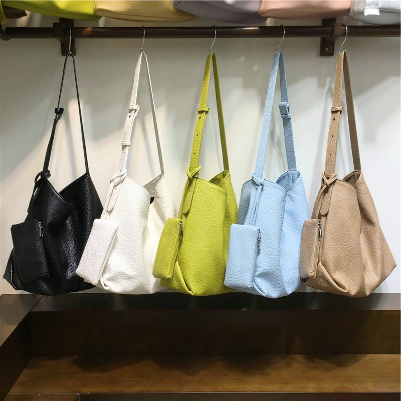 Korean Style Large Capacity Casual Soft Leather Tote Bag for Spring Summer - Versatile Commuter Shoulder Crossbody Bag Korean Style Large Capacity Casual Soft Leather Tote Bag for Spring Summer - Versatile Commuter Shoulder Crossbody Bag
