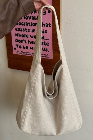 Korean Style Large-Capacity Denim Canvas Commuting Shoulder Bag - Versatile Lazy Wind Tote for Everyday Use