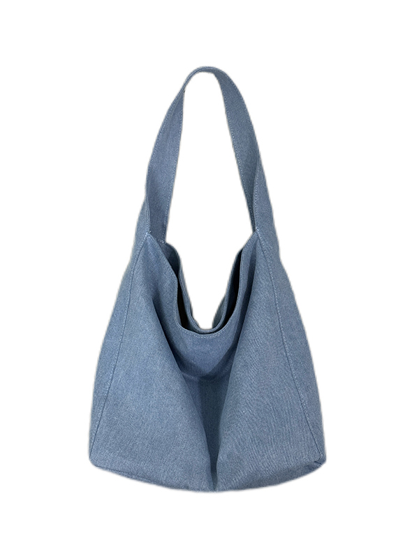 Korean Style Large-Capacity Denim Canvas Commuting Shoulder Bag - Versatile Lazy Wind Tote for Everyday Use Korean Style Large-Capacity Denim Canvas Commuting Shoulder Bag - Versatile Lazy Wind Tote for Everyday Use