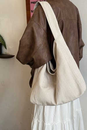 Korean Style Large-Capacity Denim Canvas Commuting Shoulder Bag - Versatile Lazy Wind Tote for Everyday Use