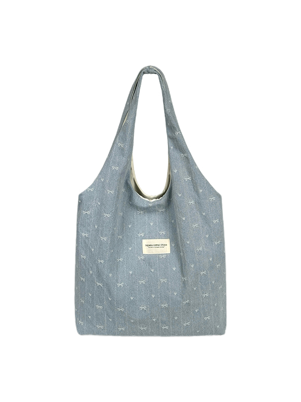 Korean Style Large Capacity Denim Canvas Tote Bag with Embroidery - Perfect Commuting Shoulder Bag for Students Korean Style Large Capacity Denim Canvas Tote Bag with Embroidery - Perfect Commuting Shoulder Bag for Students