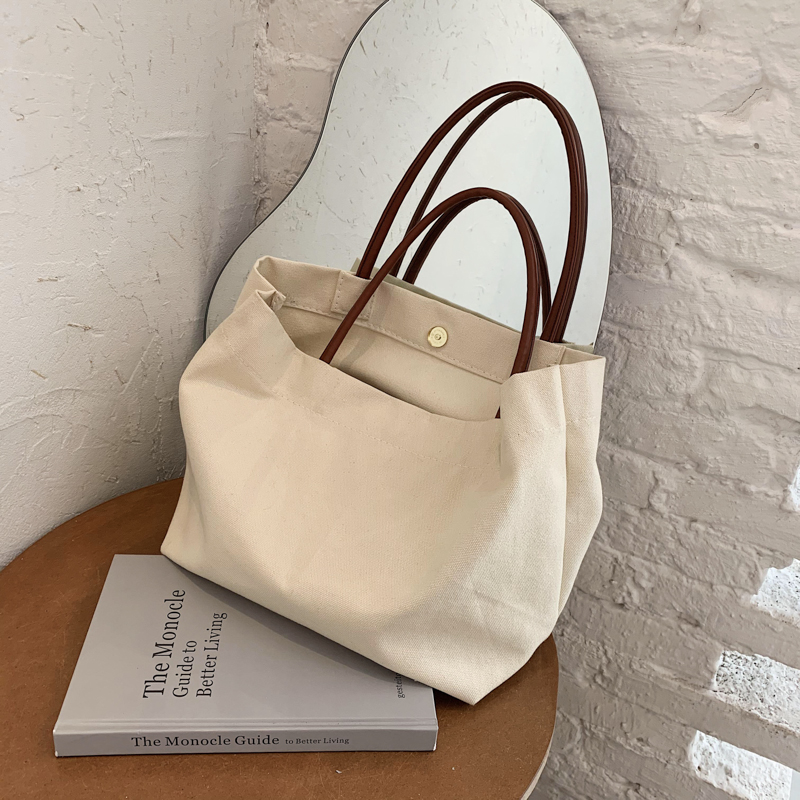 Korean-Style Large Capacity Eco-Friendly Canvas Shoulder Bag - Artistic Handheld Backpack for Women Korean-Style Large Capacity Eco-Friendly Canvas Shoulder Bag - Artistic Handheld Backpack for Women