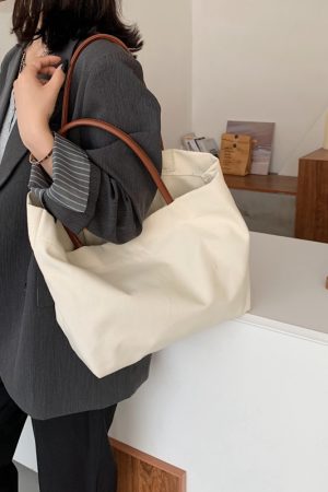 Korean-Style Large Capacity Eco-Friendly Canvas Shoulder Bag - Artistic Handheld Backpack for Women