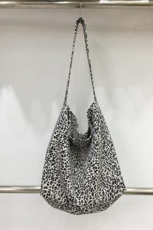 Korean Style Leopard Print Canvas Tote Bag - Large Capacity Casual Shoulder Bag for Students and Everyday Use