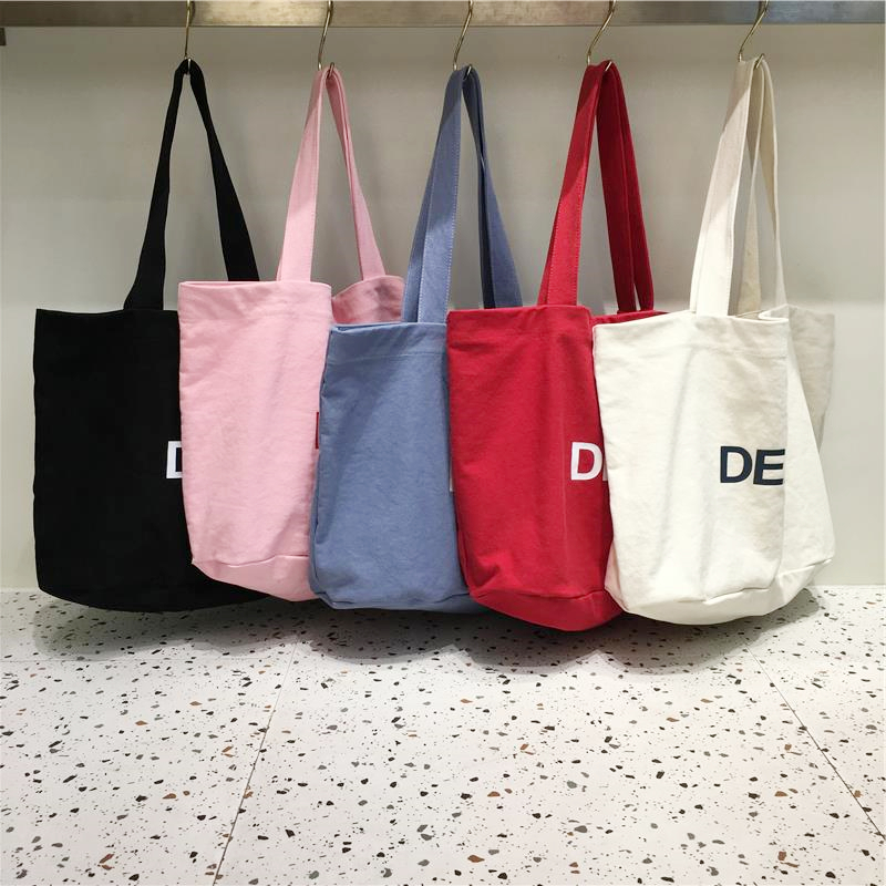 Korean Style Letter Canvas Tote Bag - Large Capacity Casual Shoulder Bag for Everyday Use Korean Style Letter Canvas Tote Bag - Large Capacity Casual Shoulder Bag for Everyday Use