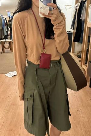 Korean-Style Mini Coin Purse 2025 - Versatile Red Square Neck-Hanging Card Holder Bag with Niche Design