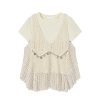 Korean-Style Minimalist Hollow Knit Cardigan and T-Shirt Two-Piece Set with Bohemian Fringe for Vacation Style