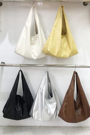 Korean Style Minimalist Large Capacity Tote Bag in High-Quality Silver Oil Wax Leather â€“ Stylish Handheld Shoulder Bag for Everyday Use