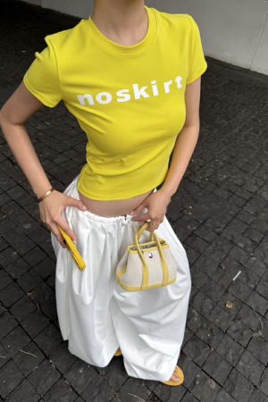 Korean Style Minimalist Letter Print Fitted Short-Sleeve High-Stretch Cotton T-Shirt for Women