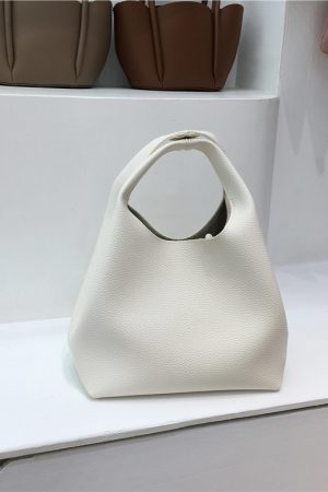 Korean Style Minimalist Retro Vegetable Basket Tote Bag - Commuter Bucket Crossbody Bag for Everyday Use