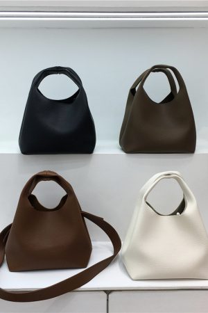 Korean Style Minimalist Retro Vegetable Basket Tote Bag - Commuter Bucket Crossbody Bag for Everyday Use