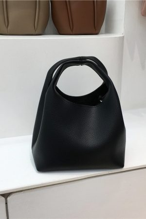 Korean Style Minimalist Retro Vegetable Basket Tote Bag - Commuter Bucket Crossbody Bag for Everyday Use