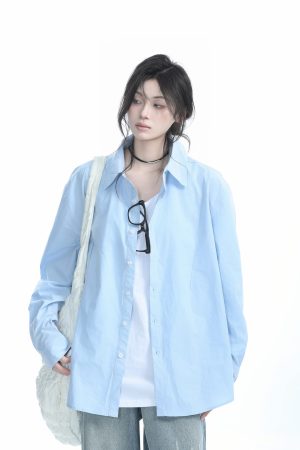 Korean Style Oversized Black Long Sleeve Shirt for Women - High-End Casual Autumn Top with Sit and Eat Until the Mountains Are Empty Design