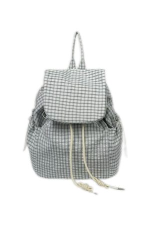 Korean-Style Plaid Drawstring Backpack - Large Capacity Lightweight Nylon Student Commuter Bag