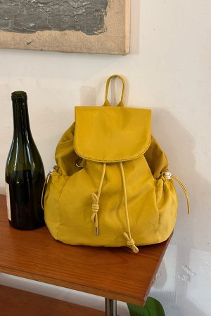 Korean-Style Plaid Drawstring Backpack - Large Capacity Lightweight Nylon Student Commuter Bag