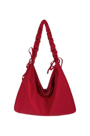 Korean-Style Pleated Drawstring Cloud Bag - Large Capacity Lazy Shoulder Crossbody Canvas Bag for Commuters