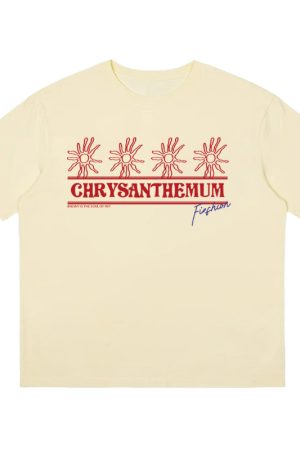 Korean-Style Retro Heavyweight T-Shirt for Women, Summer Sunflower Print, White Round Neck Short Sleeve, Loose Fit Top