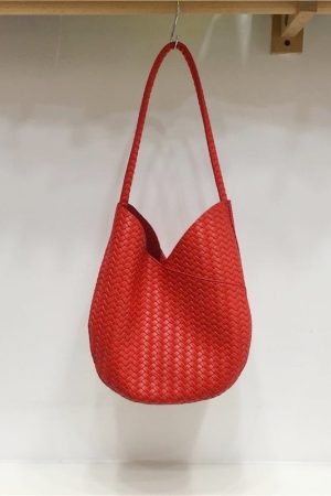 Korean Style Retro Woven Texture Handbag - Soft Leather Fashionable High-Quality Shoulder Tote Bag