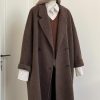 Korean-Style Reversible Cashmere Coat for Women, 2024 Winter Mid-Length Petite High-End Melton Wool Outerwear