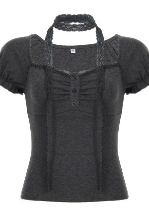 Korean Style Ruffled Short Sleeve Top & Bow Half-Length Skirt Set - Trendy Seoul Diary Look for Chic Fashionistas