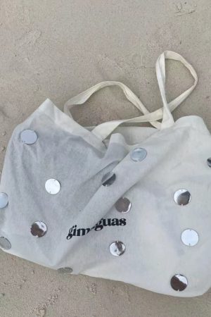 Korean Style Sequined Letter Canvas Tote Bag - Large Capacity Fashionable Shoulder Handbag for Everyday Commuting