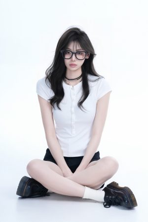 Korean Style Slim Fit Short Sleeve T-Shirt for Women with Half-Open Collar, Casual Mountain-Themed Base Shirt, Trendy Ins Fashion