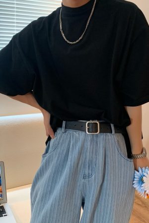 Korean Style Small High Neck Solid Color T-Shirt - Trendy Summer Layering Short Sleeve Tee for a Minimalist Look