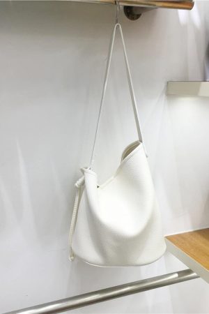 Korean Style Soft Leather Adjustable Underarm Crossbody Bucket Bag - Stylish Pull-Out Design, Trendy Niche Fashion Accessory