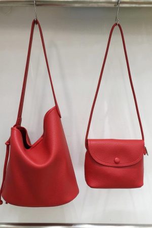 Korean Style Soft Leather Adjustable Underarm Crossbody Bucket Bag - Stylish Pull-Out Design, Trendy Niche Fashion Accessory