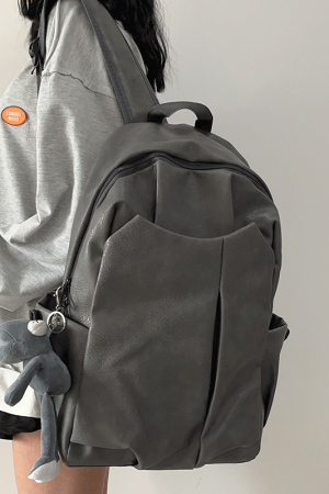 Korean-Style Soft Leather Laptop Backpack for Men & Women, Large Capacity Dual-Use High-End Student Book Bag