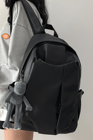 Korean-Style Soft Leather Laptop Backpack for Men & Women, Large Capacity Dual-Use High-End Student Book Bag