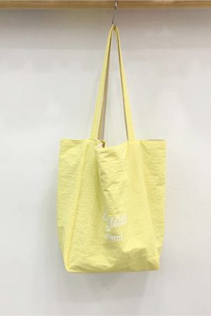 Korean-Style Striped Canvas Tote Bag - Small Double-Sided Two-Way Shoulder Bag for Summer Casual Student Use