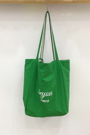 Korean-Style Striped Canvas Tote Bag - Small Double-Sided Two-Way Shoulder Bag for Summer Casual Student Use