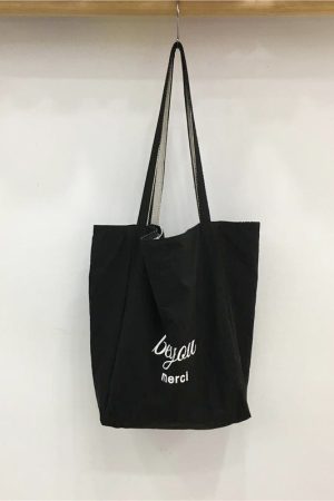 Korean-Style Striped Canvas Tote Bag - Small Double-Sided Two-Way Shoulder Bag for Summer Casual Student Use