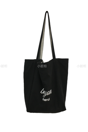 Korean-Style Striped Canvas Tote Bag - Small Double-Sided Two-Way Shoulder Bag for Summer Casual Student Use