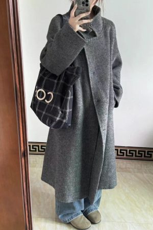 Korean-Style Striped Checkered Canvas Tote Bag, Large Capacity Casual Shoulder Bag for Everyday Use