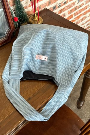 Korean-Style Striped Denim Tote Bag for Women - Large Capacity Shoulder Bag for Students and Commuters 2025