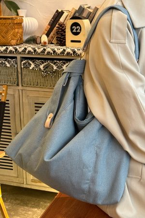 Korean-Style Vintage Large Capacity Denim Tote Bag for Women - 2025 Commuting Shoulder & Niche Crossbody Bag