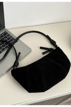 Korean Style Women's Horn-Shaped Suede Dumpling Bag - Trendy 2025 Versatile Shoulder & Crossbody Bag