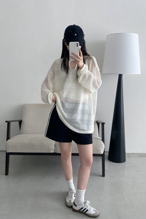 Korean Style Women's Summer Casual Striped Sports Shorts - Sun Grapefruit Straight-Leg Five-Point Sweatpants