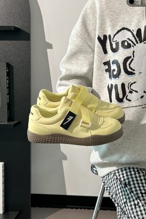 Korean Style Women's Versatile Breathable White Velcro Sneakers - Niche Design for Spring and Summer