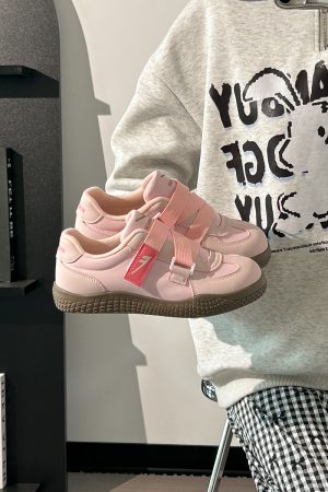 Korean Style Women's Versatile Breathable White Velcro Sneakers - Niche Design for Spring and Summer