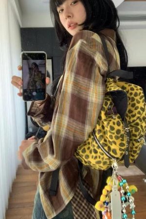 Korean Style Wool Leopard Print Double Shoulder Women's Backpack, Versatile Large Capacity Commuter Bag for Students