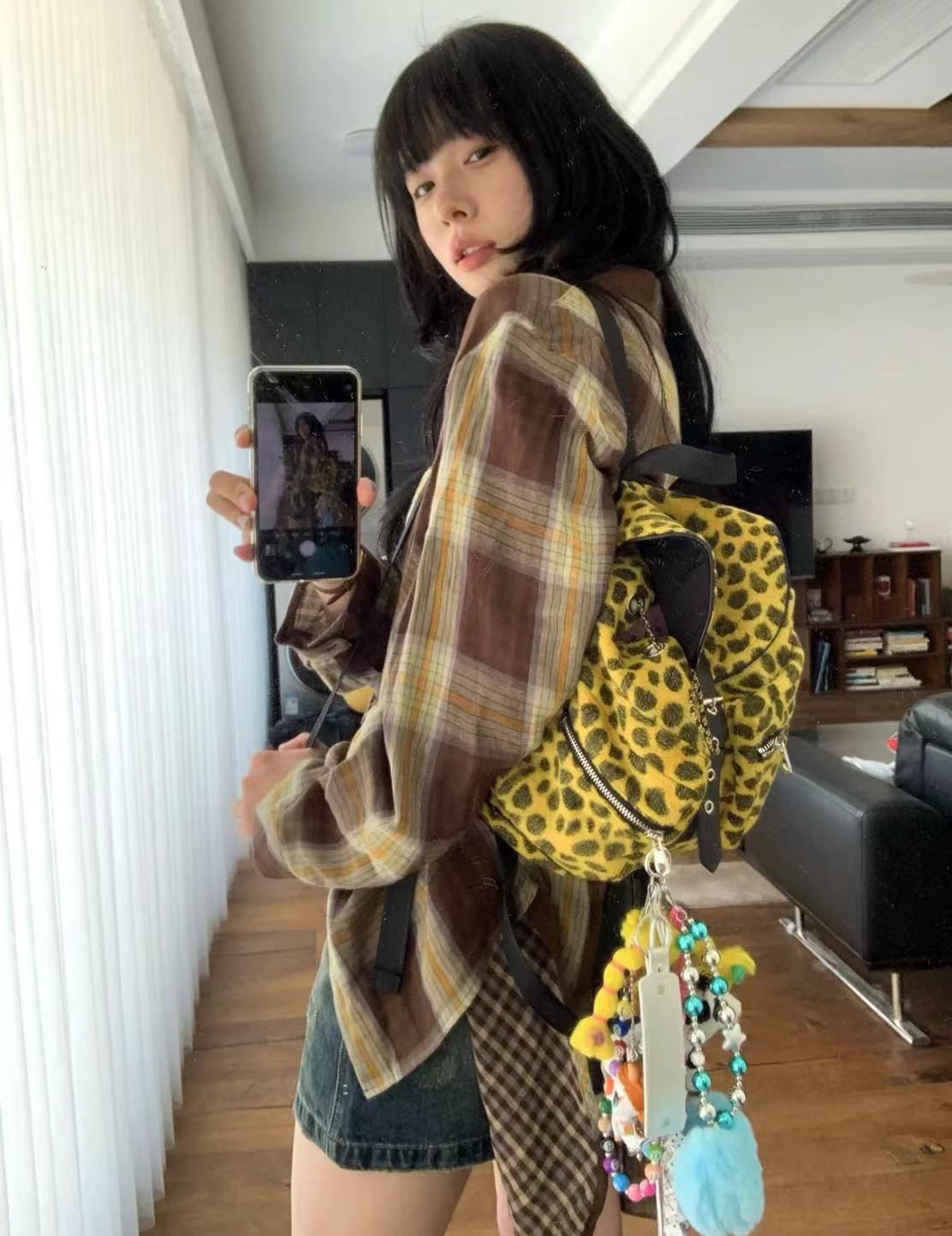 Korean Style Wool Leopard Print Double Shoulder Women's Backpack, Versatile Large Capacity Commuter Bag for Students Korean Style Wool Leopard Print Double Shoulder Women's Backpack, Versatile Large Capacity Commuter Bag for Students