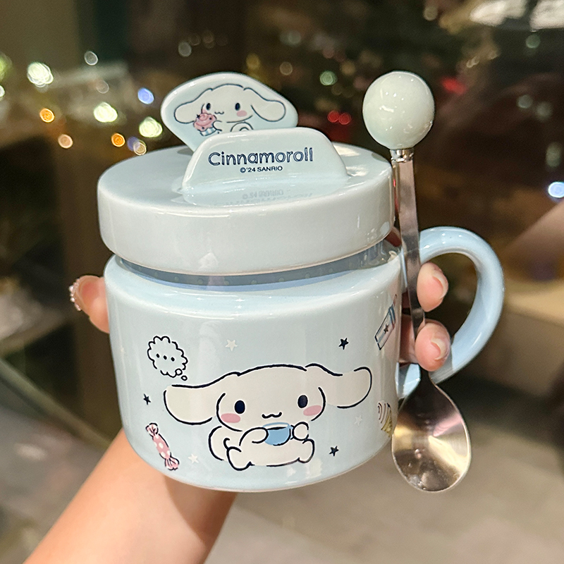 Kuromi Ceramic Mug with Lid - Cute High-Value Home & Office Coffee Cup for Girls - Kawaii Style Drinkware Kuromi Ceramic Mug with Lid - Cute High-Value Home & Office Coffee Cup for Girls - Kawaii Style Drinkware