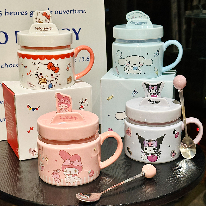 Kuromi Ceramic Mug with Lid - Cute High-Value Home & Office Coffee Cup for Girls - Kawaii Style Drinkware Kuromi Ceramic Mug with Lid - Cute High-Value Home & Office Coffee Cup for Girls - Kawaii Style Drinkware